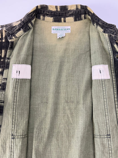 【中古品】【メンズ】 SASSAFRAS ササフラス L/S SHADOW CHECK SHIRT ロングスリーブ シャドーチェックシャツ 長袖 トップス 145-260803-kk-26-hon サイズ：S カラー：グリーン系 万代Net店