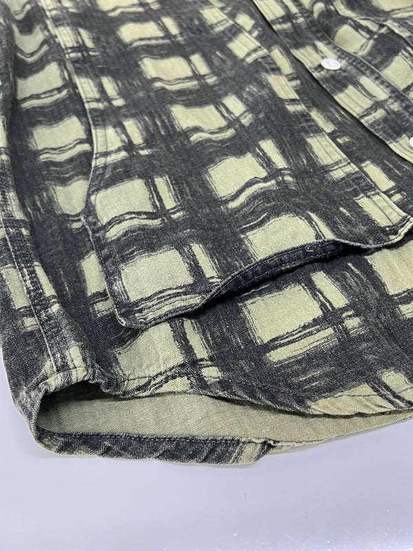 【中古品】【メンズ】 SASSAFRAS ササフラス L/S SHADOW CHECK SHIRT ロングスリーブ シャドーチェックシャツ 長袖 トップス 145-260803-kk-26-hon サイズ：S カラー：グリーン系 万代Net店