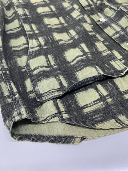【中古品】【メンズ】 SASSAFRAS ササフラス L/S SHADOW CHECK SHIRT ロングスリーブ シャドーチェックシャツ 長袖 トップス 145-260803-kk-26-hon サイズ：S カラー：グリーン系 万代Net店