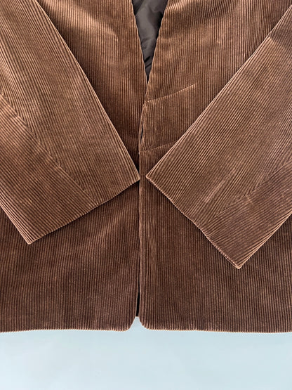 【中古品】【メンズ】 DIGAWEL ディガウェル NO COLLAR JACKET (1)(CORDUROY) DWROB023 ノーカラージャケット ライトアウター 140-260815-kk-05-hon サイズ：2 カラー：ブラウン 万代Net店