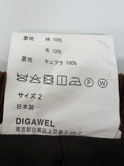 【中古品】【メンズ】 DIGAWEL ディガウェル NO COLLAR JACKET (1)(CORDUROY) DWROB023 ノーカラージャケット ライトアウター 140-260815-kk-05-hon サイズ：2 カラー：ブラウン 万代Net店