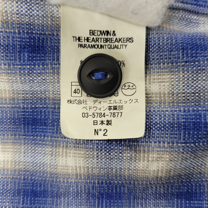 【中古品】【メンズ】 BEDWIN&THE HEARTBREAKERS ベドウィンアンドザハートブレイカーズ OMBRE CHECK LS SHIRT オンブレ チェック ロングスリーブ シャツ トップス 長袖 142-260710-cs-15-izu サイズ：不明 カラー：ブルー 万代Net店