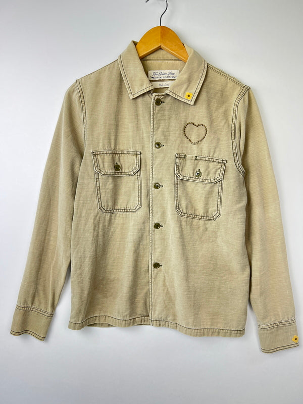 【現状渡し品】【メンズ】 REMI RELIEF レミレリーフ L/S STUDS MILITARY SHIRT ロングスリーブ スタッズ ミリタリーシャツ 長袖 トップス 140-260803-kk-24-hon サイズ：S カラー：カーキ 万代Net店
