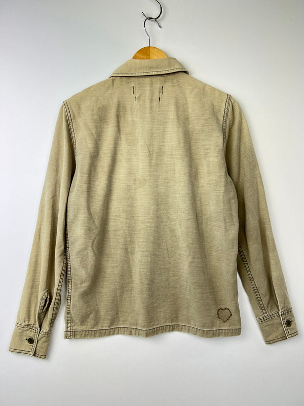 【現状渡し品】【メンズ】 REMI RELIEF レミレリーフ L/S STUDS MILITARY SHIRT ロングスリーブ スタッズ ミリタリーシャツ 長袖 トップス 140-260803-kk-24-hon サイズ：S カラー：カーキ 万代Net店