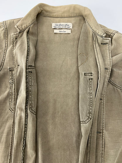 【現状渡し品】【メンズ】 REMI RELIEF レミレリーフ L/S STUDS MILITARY SHIRT ロングスリーブ スタッズ ミリタリーシャツ 長袖 トップス 140-260803-kk-24-hon サイズ：S カラー：カーキ 万代Net店