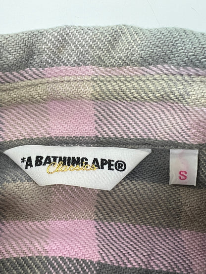 【中古品】【レディース】 A BATHING APE アベイシングエイプ L/S HEAVY FLANNEL CHECK SHIRT ロングスリーブ ヘビーフランネルチェックシャツ 長袖 トップス 142-260803-kk-22-hon サイズ：S カラー：ピンク/カーキ 万代Net店