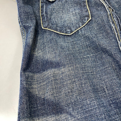 【中古品】【メンズ】 Levi's リーバイス REDLOOP DENIM WESTERN S/S SHIRT 62599-50 レッドループ デニム ウエスタン ショートスリーブ シャツ 半袖 146-260718-as-01-izu サイズ：M カラー：インディゴ 万代Net店