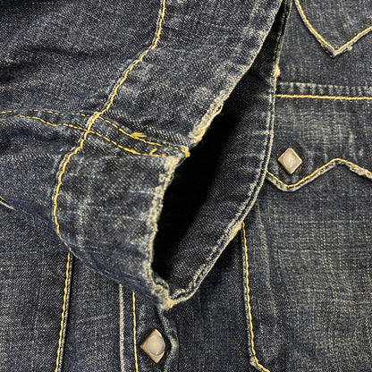 【中古品】【メンズ】 Levi's リーバイス REDLOOP DENIM WESTERN S/S SHIRT 62599-50 レッドループ デニム ウエスタン ショートスリーブ シャツ 半袖 146-260718-as-01-izu サイズ：M カラー：インディゴ 万代Net店
