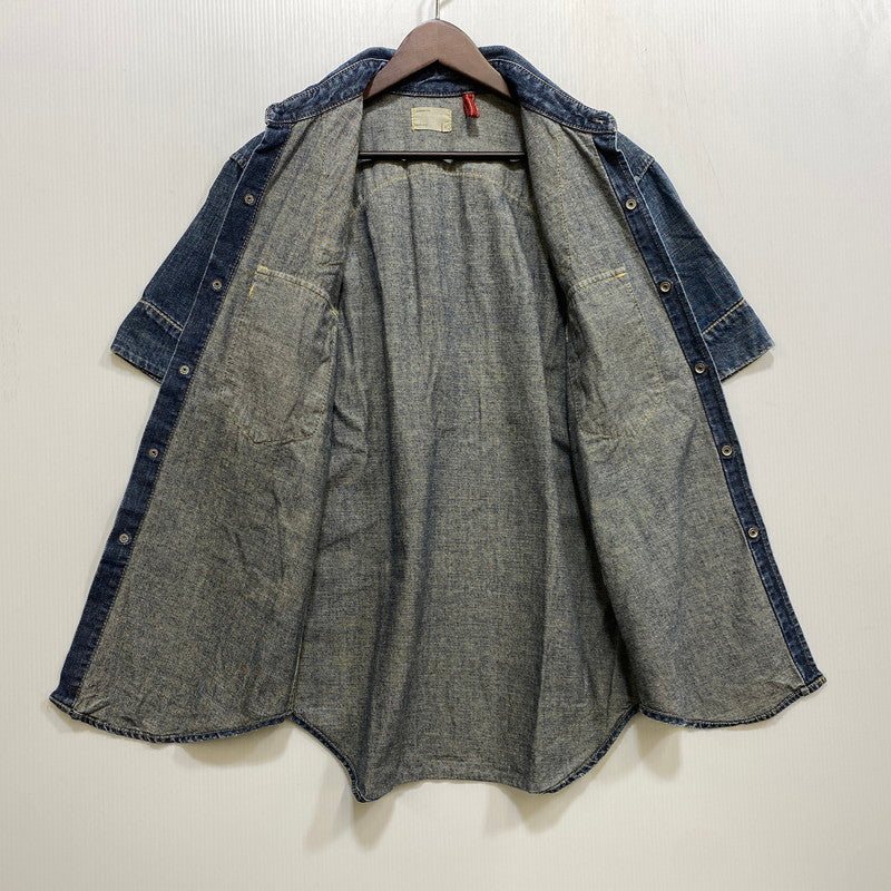 【中古品】【メンズ】 Levi's リーバイス REDLOOP DENIM WESTERN S/S SHIRT 62599-50 レッドループ デニム ウエスタン ショートスリーブ シャツ 半袖 146-260718-as-01-izu サイズ：M カラー：インディゴ 万代Net店