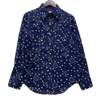 【中古品】【メンズ】 ROCK MOUNT ロックマウント 推定70S-80S USA製 L S WESTERN SHIRT ロングスリーブ ウエスタン シャツ トップス 長袖 145-260712-ya-19-izu サイズ：14.5×32 カラー：ブルー 万代Net店