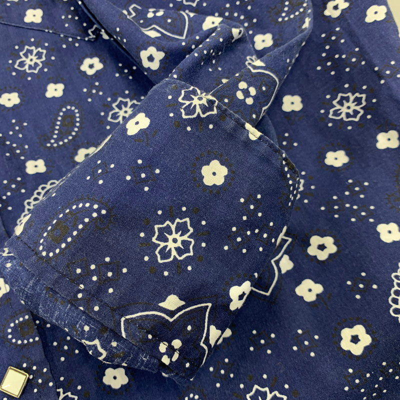 【中古品】【メンズ】 ROCK MOUNT ロックマウント 推定70S-80S USA製 L S WESTERN SHIRT ロングスリーブ ウエスタン シャツ トップス 長袖 145-260712-ya-19-izu サイズ：14.5×32 カラー：ブルー 万代Net店