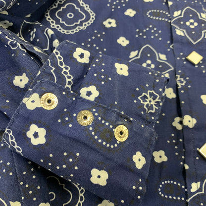 【中古品】【メンズ】 ROCK MOUNT ロックマウント 推定70S-80S USA製 L S WESTERN SHIRT ロングスリーブ ウエスタン シャツ トップス 長袖 145-260712-ya-19-izu サイズ：14.5×32 カラー：ブルー 万代Net店
