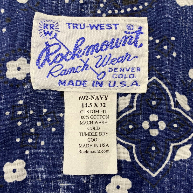 【中古品】【メンズ】 ROCK MOUNT ロックマウント 推定70S-80S USA製 L S WESTERN SHIRT ロングスリーブ ウエスタン シャツ トップス 長袖 145-260712-ya-19-izu サイズ：14.5×32 カラー：ブルー 万代Net店