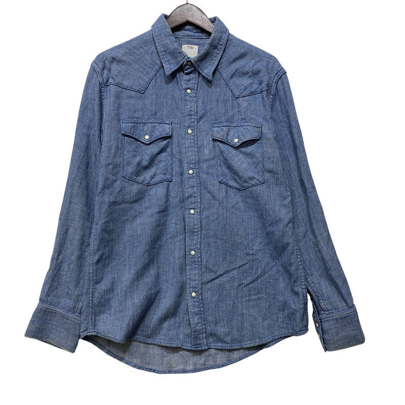 【中古品】【メンズ】 VISVIM ビズビム COTTON WESTERN L/S SHIRT VS0001928 コットン ウエスタン ロングスリーブ シャツ 長袖 140-260712-as-02-izu サイズ：2 カラー：ブルー 万代Net店