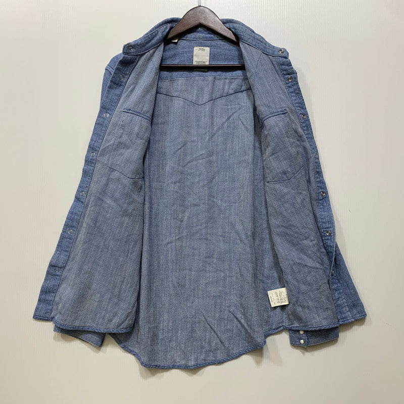 【中古品】【メンズ】 VISVIM ビズビム COTTON WESTERN L/S SHIRT VS0001928 コットン ウエスタン ロングスリーブ シャツ 長袖 140-260712-as-02-izu サイズ：2 カラー：ブルー 万代Net店