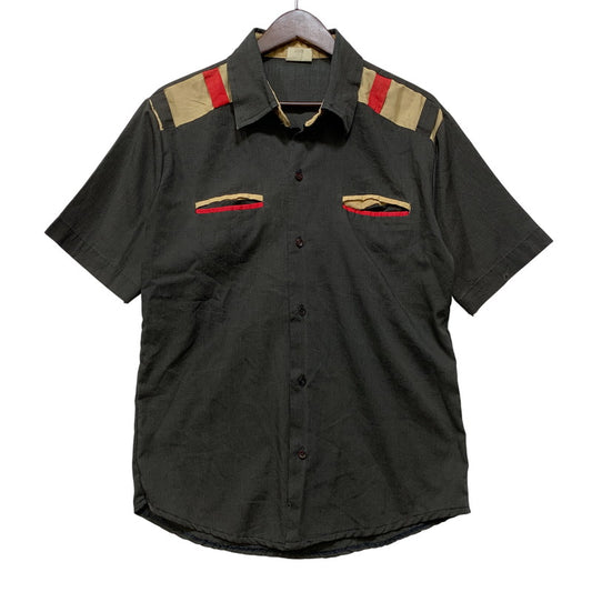 【中古品】【メンズ】 KING LOUIE キングルイ CREATIONタグ USA製 70’S BOWLING SHIRT ボーリング シャツ トップス 半袖 146-260730-cs-20-izu サイズ：L カラー：ブラック系 万代Net店