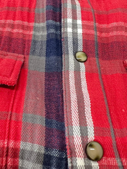 【中古品】【メンズ】 TMT ティーエムティー L/S HEAVY FLANNEL CHECK SHIRT ロングスリーブ ヘビーフランネルチェックシャツ 長袖 トップス 140-260803-kk-27-hon カラー：レッド 万代Net店