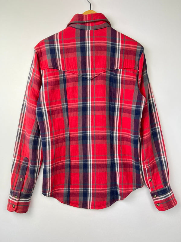 【中古品】【メンズ】 TMT ティーエムティー L/S HEAVY FLANNEL CHECK SHIRT ロングスリーブ ヘビーフランネルチェックシャツ 長袖 トップス 140-260803-kk-27-hon カラー：レッド 万代Net店