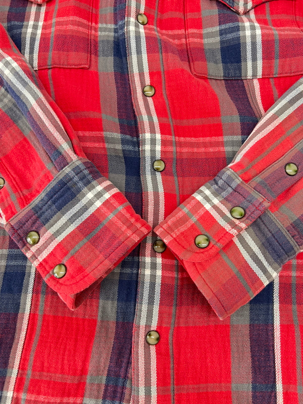 【中古品】【メンズ】 TMT ティーエムティー L/S HEAVY FLANNEL CHECK SHIRT ロングスリーブ ヘビーフランネルチェックシャツ 長袖 トップス 140-260803-kk-27-hon カラー：レッド 万代Net店