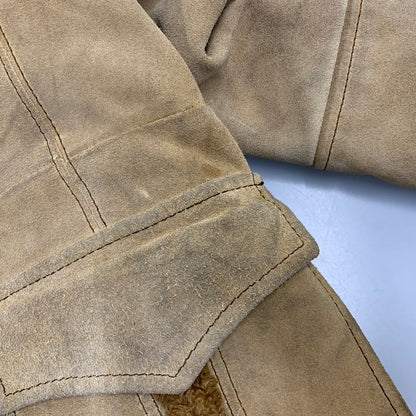 【現状渡し品】【メンズ】 PIONEER WEAR パイオニアウエアー SUEDE LEATHER BOA JACKET スエードレザー ボアジャケット 勲章タグ 146-260822-as-07-izu サイズ：38 カラー：ベージュ 万代Net店
