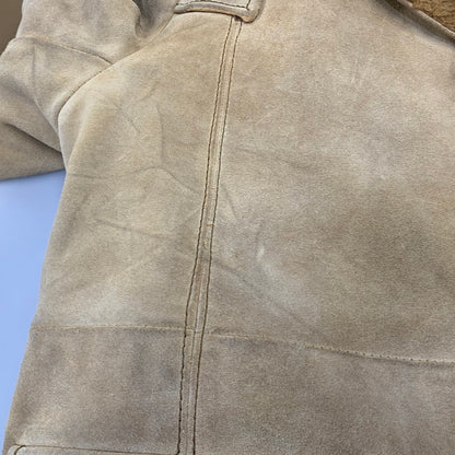 【現状渡し品】【メンズ】 PIONEER WEAR パイオニアウエアー SUEDE LEATHER BOA JACKET スエードレザー ボアジャケット 勲章タグ 146-260822-as-07-izu サイズ：38 カラー：ベージュ 万代Net店