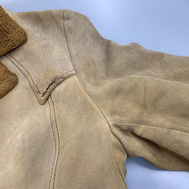 【現状渡し品】【メンズ】 PIONEER WEAR パイオニアウエアー SUEDE LEATHER BOA JACKET スエードレザー ボアジャケット 勲章タグ 146-260822-as-07-izu サイズ：38 カラー：ベージュ 万代Net店