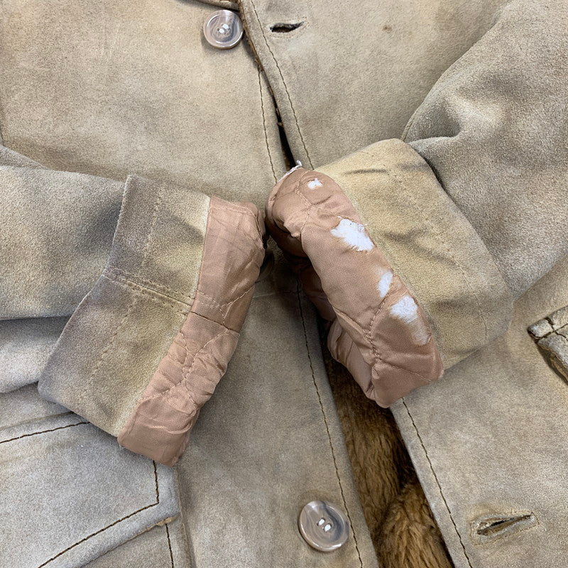 【現状渡し品】【メンズ】 PIONEER WEAR パイオニアウエアー SUEDE LEATHER BOA JACKET スエードレザー ボアジャケット 勲章タグ 146-260822-as-07-izu サイズ：38 カラー：ベージュ 万代Net店