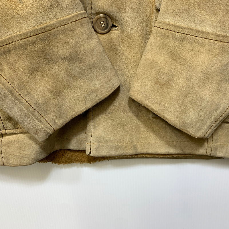 【現状渡し品】【メンズ】 PIONEER WEAR パイオニアウエアー SUEDE LEATHER BOA JACKET スエードレザー ボアジャケット 勲章タグ 146-260822-as-07-izu サイズ：38 カラー：ベージュ 万代Net店