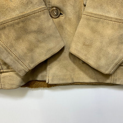【現状渡し品】【メンズ】 PIONEER WEAR パイオニアウエアー SUEDE LEATHER BOA JACKET スエードレザー ボアジャケット 勲章タグ 146-260822-as-07-izu サイズ：38 カラー：ベージュ 万代Net店