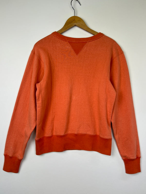 【中古品】【メンズ】 THE FLAT HEAD フラットヘッド Both V Crew Neck Print Sweatshirt 両V クルーネック プリント スウェット トップス 145-260808-SH-18-hon サイズ：SMALL カラー：オレンジ 万代Net店