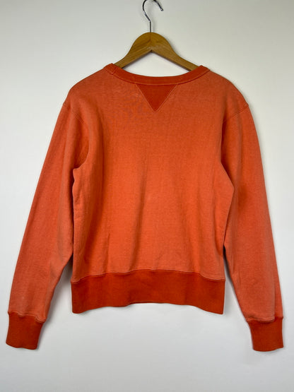 【中古品】【メンズ】 THE FLAT HEAD フラットヘッド Both V Crew Neck Print Sweatshirt 両V クルーネック プリント スウェット トップス 145-260808-SH-18-hon サイズ：SMALL カラー：オレンジ 万代Net店
