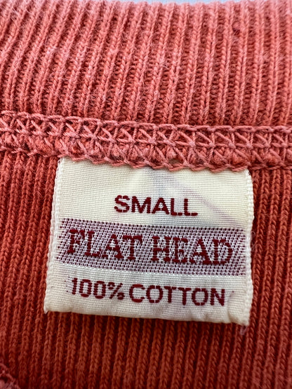 【中古品】【メンズ】 THE FLAT HEAD フラットヘッド Both V Crew Neck Print Sweatshirt 両V クルーネック プリント スウェット トップス 145-260808-SH-18-hon サイズ：SMALL カラー：オレンジ 万代Net店