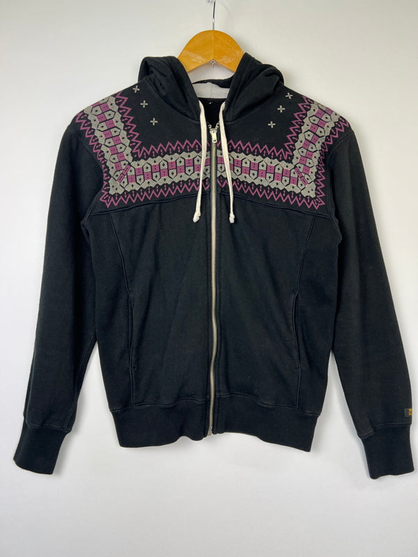 【中古品】【メンズ】 THE FLAT HEAD Baldos フラットヘッド Native Pattern Full Zip Sweatshirt Hoodie ネイティブ パターン フルジップ スウェット パーカー 145-260808-SH-19-hon サイズ：M カラー：ブラック 万代Net店