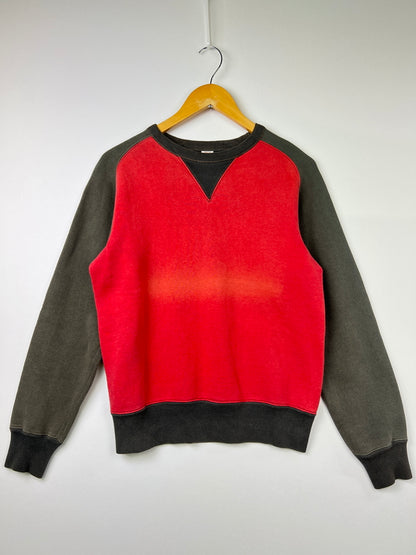 【現状渡し品】【メンズ】 THE FLAT HEAD フラットヘッド Sweatshirt スウェット トップス 145-260809-SH-23-hon サイズ：M カラー：レッド グレー 万代Net店