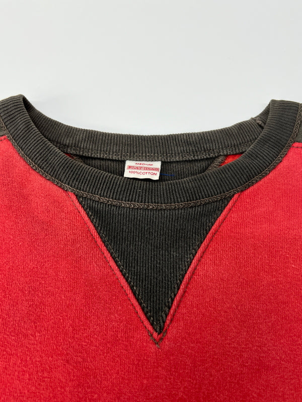 【現状渡し品】【メンズ】 THE FLAT HEAD フラットヘッド Sweatshirt スウェット トップス 145-260809-SH-23-hon サイズ：M カラー：レッド グレー 万代Net店