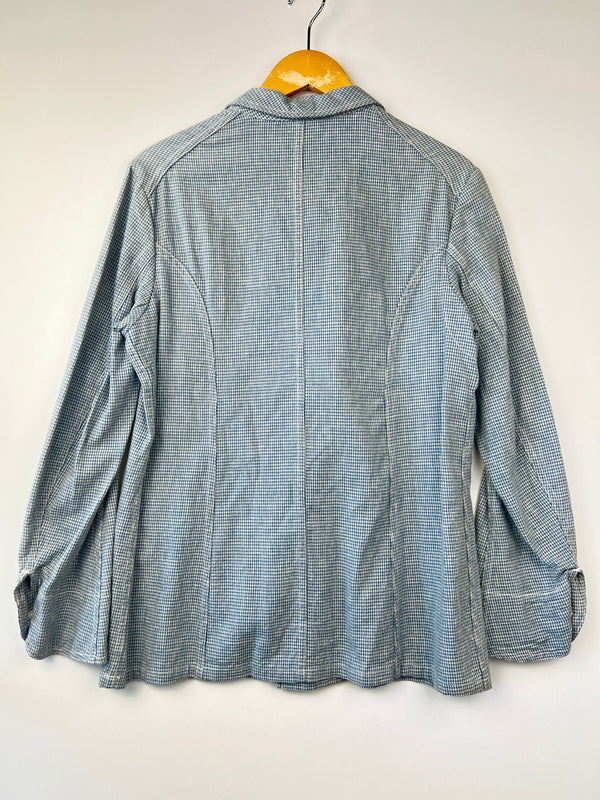 【中古品】【メンズ】 JELADO ジェラード × COPANO コパノ 別注 コラボ Baruterri French Cook Jacket JC-1020 インディゴ千鳥格子フレンチクックジャケット アウター 145-260809-SH-03-hon サイズ：S 万代Net店