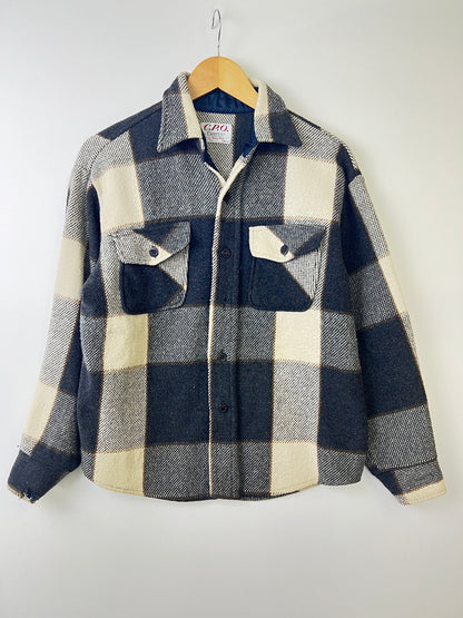【中古品】【メンズ】 CAMPUS キャンパス 70's WOOL CHECK SHIRT 70s ウールチェックシャツ トップス アウター 146-260918-YS-01-hon サイズ：M カラー：グレー/アイボリー 万代Net店