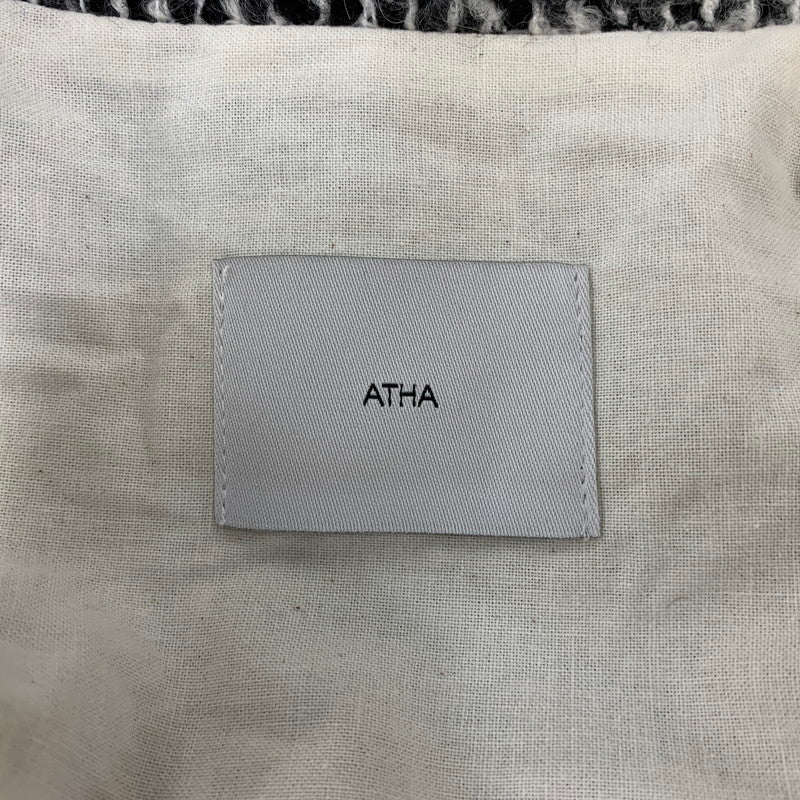 【中古品】【メンズ】 ATHA アタ A1901-T-12 19AW TWEED HOODED BALCOLLAR COAT ツイード フーデッド バルカラー コート アウター 140-260905-cs-10-izu サイズ：F カラー：ブラック系 万代Net店