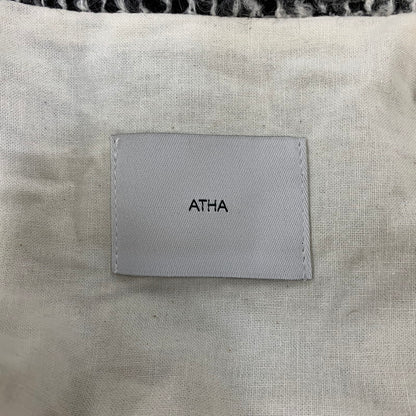 【中古品】【メンズ】 ATHA アタ A1901-T-12 19AW TWEED HOODED BALCOLLAR COAT ツイード フーデッド バルカラー コート アウター 140-260905-cs-10-izu サイズ：F カラー：ブラック系 万代Net店