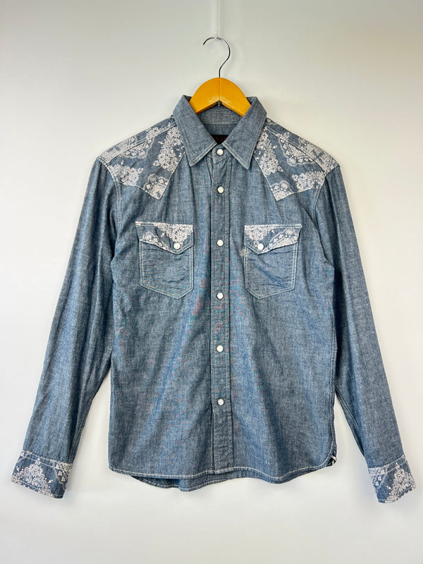 【中古品】【メンズ】 R.J.B アールジェイビー Bandana Paisley Western L/S Shirt バンダナペイズリーウエスタンロングスリーブシャツ トップス ロングスリーブシャツ 145-260809-SH-04-hon サイズ：38 カラー：インディゴブルー 万代Net店