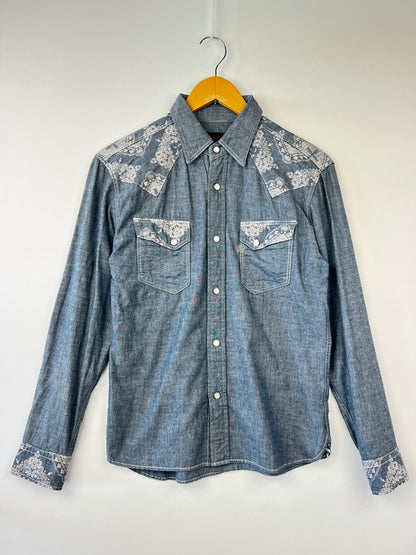 【中古品】【メンズ】 R.J.B アールジェイビー Bandana Paisley Western L/S Shirt バンダナペイズリーウエスタンロングスリーブシャツ トップス ロングスリーブシャツ 145-260809-SH-04-hon サイズ：38 カラー：インディゴブルー 万代Net店