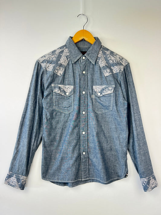 【中古品】【メンズ】 R.J.B アールジェイビー Bandana Paisley Western L/S Shirt バンダナペイズリーウエスタンロングスリーブシャツ トップス ロングスリーブシャツ 145-260809-SH-04-hon サイズ：38 カラー：インディゴブルー 万代Net店