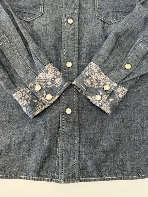 【中古品】【メンズ】 R.J.B アールジェイビー Bandana Paisley Western L/S Shirt バンダナペイズリーウエスタンロングスリーブシャツ トップス ロングスリーブシャツ 145-260809-SH-04-hon サイズ：38 カラー：インディゴブルー 万代Net店