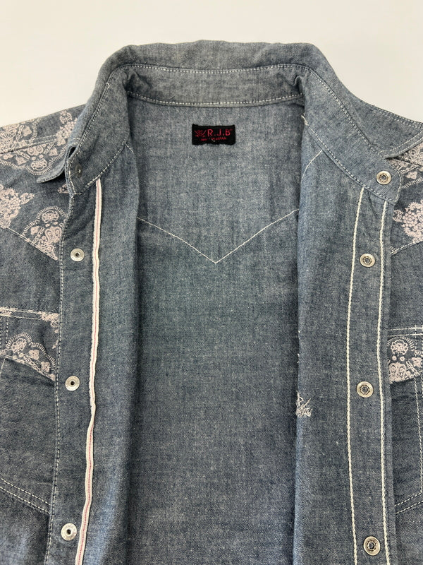 【中古品】【メンズ】 R.J.B アールジェイビー Bandana Paisley Western L/S Shirt バンダナペイズリーウエスタンロングスリーブシャツ トップス ロングスリーブシャツ 145-260809-SH-04-hon サイズ：38 カラー：インディゴブルー 万代Net店