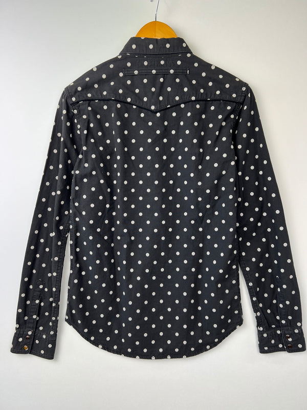 【中古品】【メンズ】 FACTOTUM ファクトタム × MARKAWARE マーカウェア 別注 コラボ SMILEY DOT L/S WESTERN SHIRT 09060226 スマイリードット ロングスリーブ ウエスタンシャツ 長袖 トップス 140-260803-kk-23-hon サイズ：46 カラー：ブラック 万代Net店