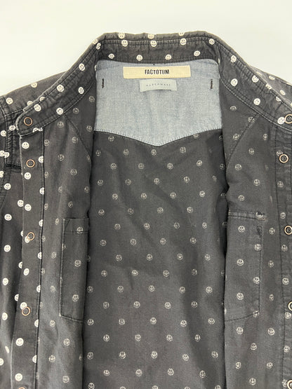 【中古品】【メンズ】 FACTOTUM ファクトタム × MARKAWARE マーカウェア 別注 コラボ SMILEY DOT L/S WESTERN SHIRT 09060226 スマイリードット ロングスリーブ ウエスタンシャツ 長袖 トップス 140-260803-kk-23-hon サイズ：46 カラー：ブラック 万代Net店