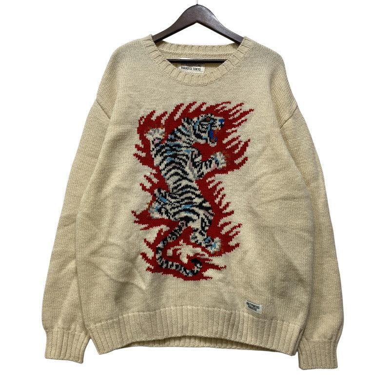 【中古品】【メンズ】 WACKO MARIA ワコマリア×TIM LEMI ティムレイヒ INTARSIA CREW NECK SWEATER インターシャ クルー ネック セーター トップス 長袖 142-260905-cs-03-izu サイズ：L カラー：アイボリー 万代Net店