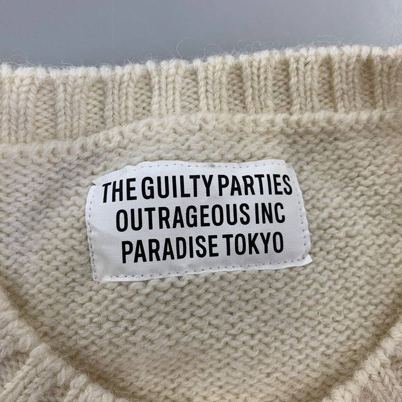 【中古品】【メンズ】 WACKO MARIA ワコマリア×TIM LEMI ティムレイヒ INTARSIA CREW NECK SWEATER インターシャ クルー ネック セーター トップス 長袖 142-260905-cs-03-izu サイズ：L カラー：アイボリー 万代Net店