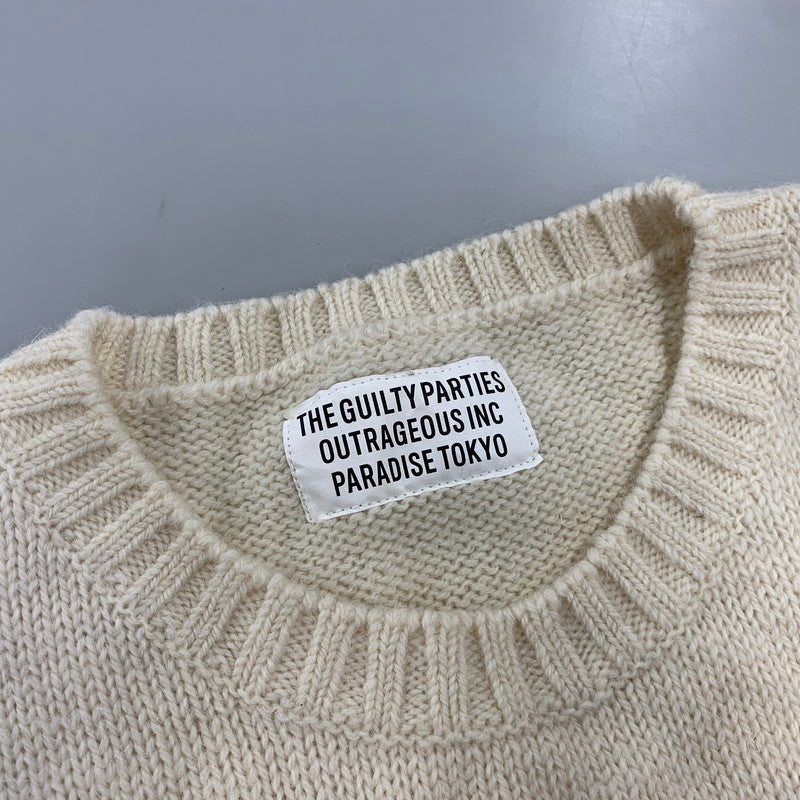 【中古品】【メンズ】 WACKO MARIA ワコマリア×TIM LEMI ティムレイヒ INTARSIA CREW NECK SWEATER インターシャ クルー ネック セーター トップス 長袖 142-260905-cs-03-izu サイズ：L カラー：アイボリー 万代Net店