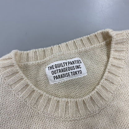 【中古品】【メンズ】 WACKO MARIA ワコマリア×TIM LEMI ティムレイヒ INTARSIA CREW NECK SWEATER インターシャ クルー ネック セーター トップス 長袖 142-260905-cs-03-izu サイズ：L カラー：アイボリー 万代Net店